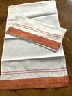 2 X Vintage Retro White Cotton Guest Embroidered Towels 48 X 28 Cms