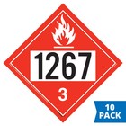 1267 Placard  Class 3 Flammable Liquid 10-pk  10 75 x10 75  Polycoated Tagboard