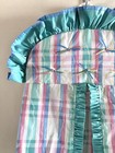 Vintage Pastel Pink Green Plaid With Bows Ruffled Hanging Fabric Diaper Holder
