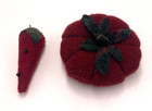Handmade Sewn Fabric Tomato And Strawberry Pin Cushions Primitive