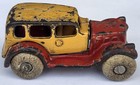 Antique 1930 s Hubley Take Apart 3 1 2  Cast Iron Yellow red Sedan Car