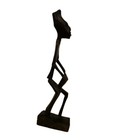 Vintage African Tribal Drummer Statue Hand Carved Wood Tall Thin 12 