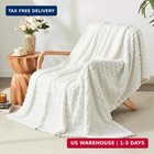 Ribbed Fleece Throw Blanket  Ultra-soft Plush Blanket For Sofa  Couch And Bed  C