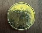 Vintage Guardian Angel Pocket Token Coin Gold Tone Double Sided Good Luck Charm