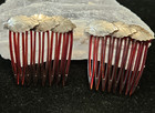 Vintage Pair Mexico Sterling Silver Leaf Hair Combs 1 1 2  Shorter 1940 s Signed