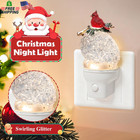 Christmas Night Light Glitter Water Plug In Usb Outlet Cardinal Pinecone