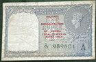 Burma 1945 Nd 1 Rupee Very Fine Pick-25 b Green Serial Number A   Free Shipping