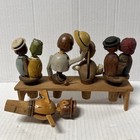 5 Piece Vintage Hand Carved Wood Mechanical Articulating Cork Bottle Stoppers