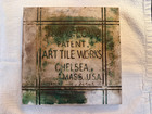 Antique 1882 J    J g  Low Art Tile Works 6x6 Relief Portrait - Teal Glaze