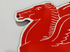 Vintage Mobil Pegasus Porcelain Enamel Flying Horse Gas Pump Sign Size 30  X 18 