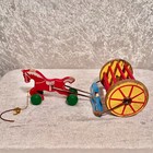 Vtg Antique 1940 s Swedish Brio Wooden Horse Pull Toy