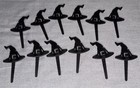 Set Of 12 Black Witch Hat Cupcake Cake Toppers Halloween Party Decoration Picks