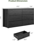 6 Drawers Dresser For Bedroom wide Wood Chest Of Drawers Handle Free black New