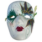 Vintage Mardi Gras Venetian Ceramic Mask 80s Wall Decor Painted Glitter