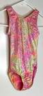 Snowflake Designs Child Medium Cm Gymnastics Leotard Pink Yellow Foil