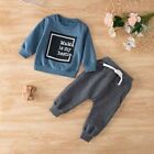 2pcs Toddler Kids Baby Boy Clothes Set T-shirt Letter Tops Pants Trousers Outfit