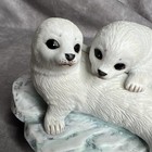 Vintage Maruri Porcelain Harp Seals Figurine - 1990 Polar Expedition Collection