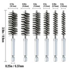 6 Pcs Stainless Steel Bore Brush Set With 1 4  Hex Shank Twisted Wire Silver