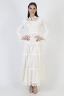 Vintage Off White Victorian Dress Tiered Long Skirt Prairie Lace Bridal Gown