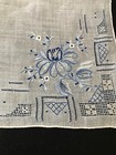 Antique Bridal Wedding Handkerchief Linen Embroidered Something Blue Marriage