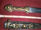 Caucasian Cossack Small Dagger   Brass Sheath Unbranded 5 8  Blade No Edge  Good