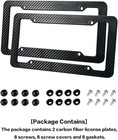 2 Pack License Plate Frames Carbon Fiber Frame Car Tag Cover