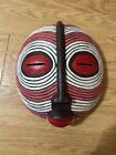 Hand Carved African Tribal Mask Wooden Wall Art Ghana Large Bohemian Red Cream