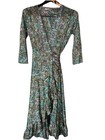 Green Vintage Garden Tiered Cotton Maxi Dress M  280