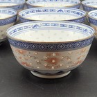Jingdezhen Set Of 7 Vintage Chinese Porcelain Bowls Rice Grain Pattern