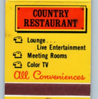 Thunderbird Motor Inn Motel Country Restaurant Florence Sc Matchbook Cover Mbc2d