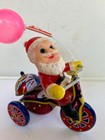 Vintage Mtu Korea Santa Claus On Cycle Tricycle Wind Up Celluloid   Tin 1950s
