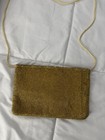 Gold Beaded Clutch Evening Bag With Chain Strap For Formal Or Cocktail Events