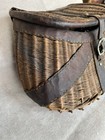 Vintage Fishing Wicker Creel Basket With Leather Strap