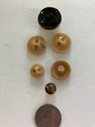 Vintage Glass Self Shank Buttons Lot Of Of 6 Various Designs Beige gold brown