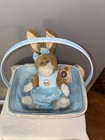 New Vintage 2003 Longaberger Easter Basket Combo W  Boyds Matching Easter Bunny