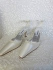  jeweled White Satin Wedding  Prom Shoes  Caparros Heels - Ankle Strap New Sz 9b