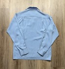 Monte Carlo 1950   s Men   s Vintage Blue Two Tone Gabardine Loop Collar Shirt Small