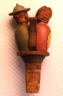 Vintage Anri Hand Carved Mechanical Bottle Stopper Cork   Forties Kissing Couple