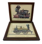 Vtg Framed Prints Trains Nashua The Lion Service 1844   Southern Pacific 1864