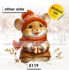  5119  Two Paper Beverage   Cocktail Decoupage Art Craft Napkins Christmas Mice