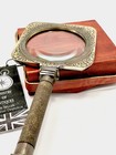 Antique Brass Henry Hughes   Sons Magnifying Glass Leather Case Git For Dad