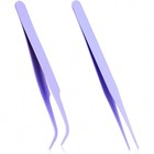 1 Set Professional Eyelash Extension Tweezers Straight And Curved Tip For Diy