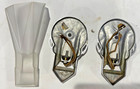 Art Deco Lightolier Wall Sconce Pair Chrome Slip Shade Fixture Vintage