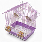 Pitched Roof Bird Cage 15  X 12  X 9  White   Green   Pink   Blue  Purple