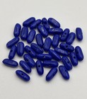 35pc Vintage Cobalt Blue Opaque Drawn Glass Oval Trade Beads Venetian Bohemian 