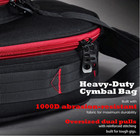 Heavy Duty 22  Drum Cymbal Bag  12mm Padded Case With 10 Soft Cymbal Sleeves
