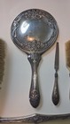 Antique Sterling Silver 5 Pc Dresser Set Art Noveau Mirror Brush Comb Tools