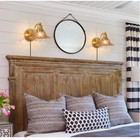 Plug In Vintage Style Wall Sconces Set Of 2 Brass Light Fixtures Glass Shade New