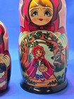 Signed Russian Nesting Dolls Matryoshka 5pc Little Red Riding Hood Fairy Tale