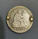 1854 Silver Seated Liberty Quarter - Love Token - Detailed Hand Engraved